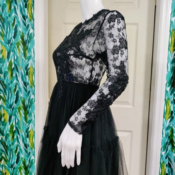Bare.Z Black Whimsygoth Sheer Rocker Witchy Tulle Black Embelished Dress M, NWT - Picture 6 of 13